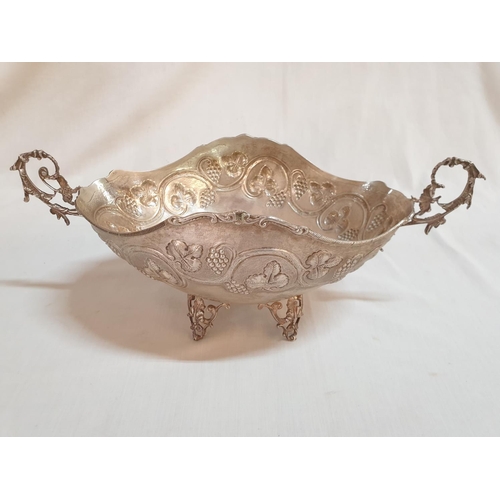 556 - Silver (.830) Ornate Vintage Footed Twin Handle Bon - Bon Bowl (Approx. 30 x 18.5 x 14.5cm), (Total ... 