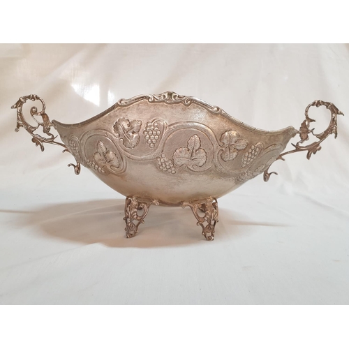 556 - Silver (.830) Ornate Vintage Footed Twin Handle Bon - Bon Bowl (Approx. 30 x 18.5 x 14.5cm), (Total ... 