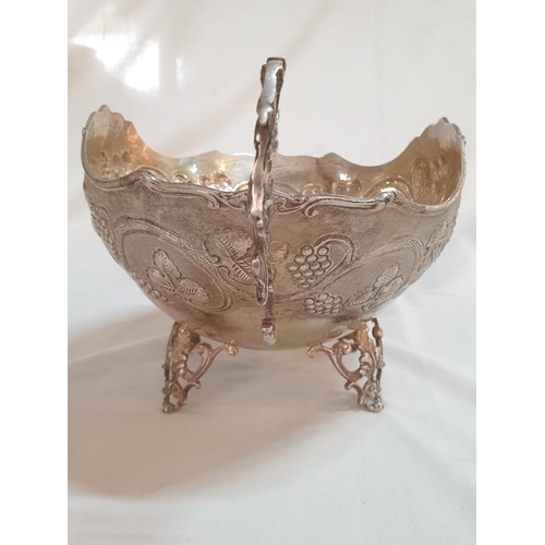 556 - Silver (.830) Ornate Vintage Footed Twin Handle Bon - Bon Bowl (Approx. 30 x 18.5 x 14.5cm), (Total ... 