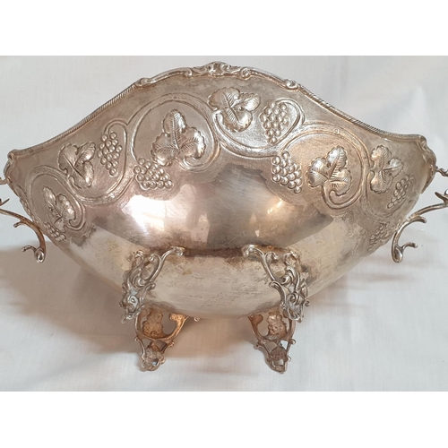 556 - Silver (.830) Ornate Vintage Footed Twin Handle Bon - Bon Bowl (Approx. 30 x 18.5 x 14.5cm), (Total ... 