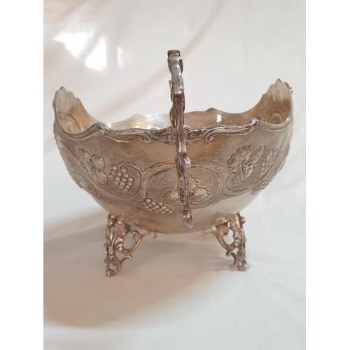 556 - Silver (.830) Ornate Vintage Footed Twin Handle Bon - Bon Bowl (Approx. 30 x 18.5 x 14.5cm), (Total ... 