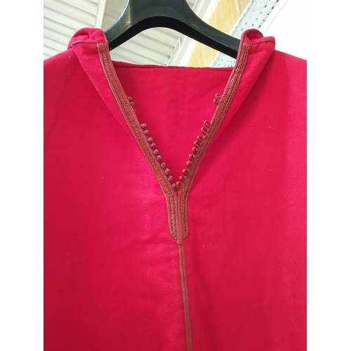 558 - Red Ethnic Gabardine with Hood, Size X/XL