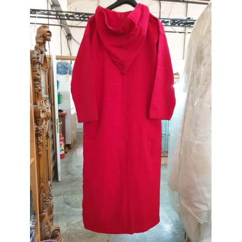 558 - Red Ethnic Gabardine with Hood, Size X/XL