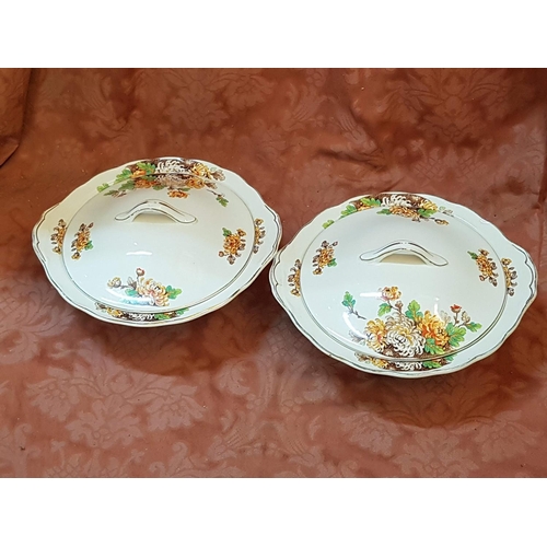 566 - Antique Grindley Cream Petal Wear Tureens, c1910 (2)