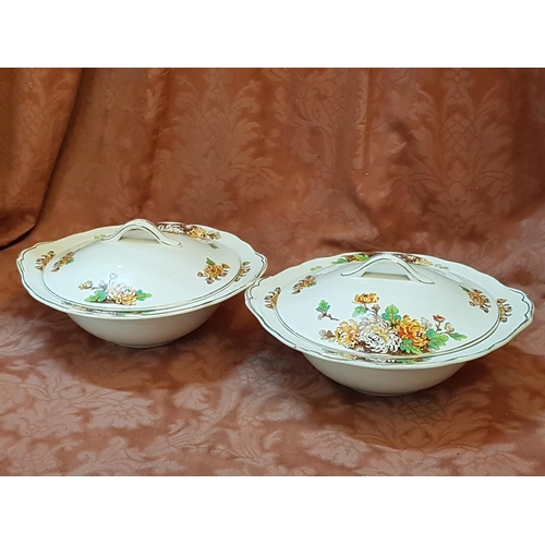 566 - Antique Grindley Cream Petal Wear Tureens, c1910 (2)