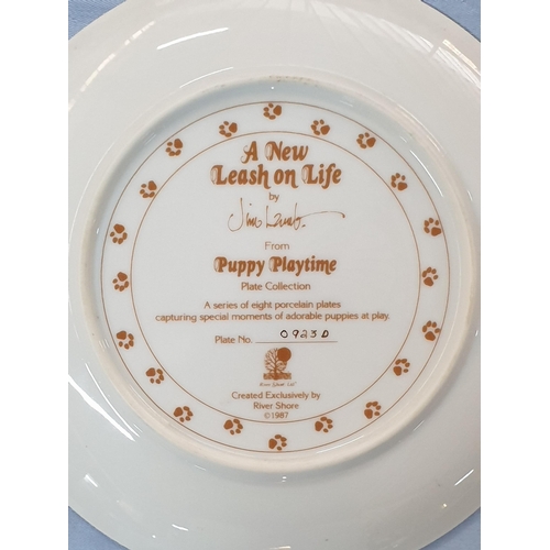 568 - 4 x Puppy Playtime Plates, Plus Hangers