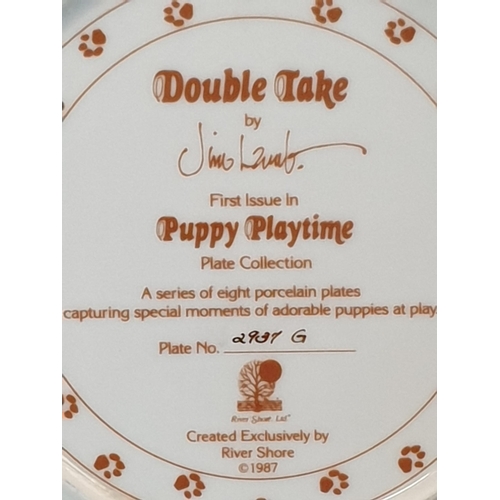 568 - 4 x Puppy Playtime Plates, Plus Hangers