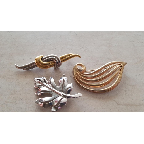 571 - Collection of 3 x 2 - Tone (Gold / Silver) Large Brooches