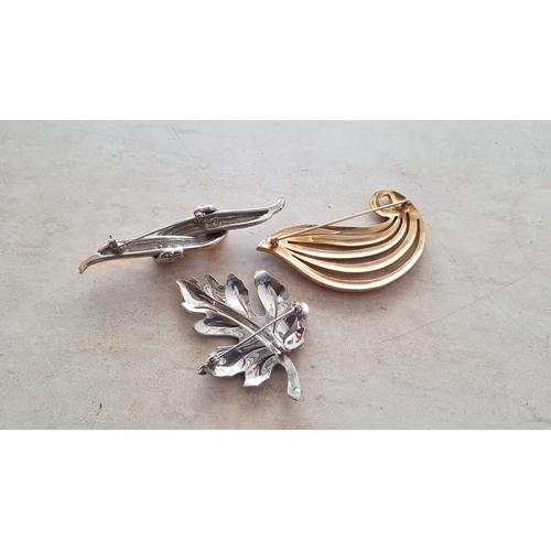 571 - Collection of 3 x 2 - Tone (Gold / Silver) Large Brooches