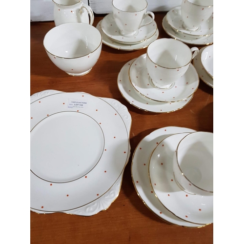 133 - Tea Set White with Red Dots Pattern Royal Graffon Bone China; 5 x Cups, 6 x Saucer, 6 x Small Plates... 