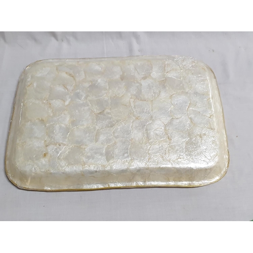 31 - Retro Serving Tray Set; Mother of Pearl Tray (42 x 39cm) 6 x Small Oval Dishes (17cm x 7cm each) 6 x... 