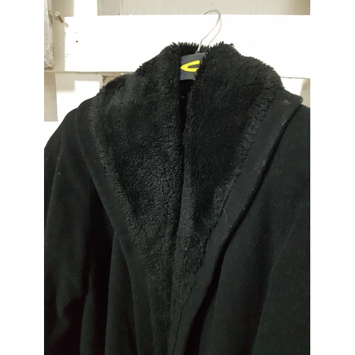 335 - Black Woolen (80%) Ladies Coat / Cape, Size 14