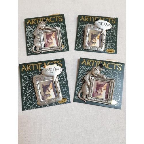 40 - Collection of 4 x Brooches / Photo Frames for Cat Lovers