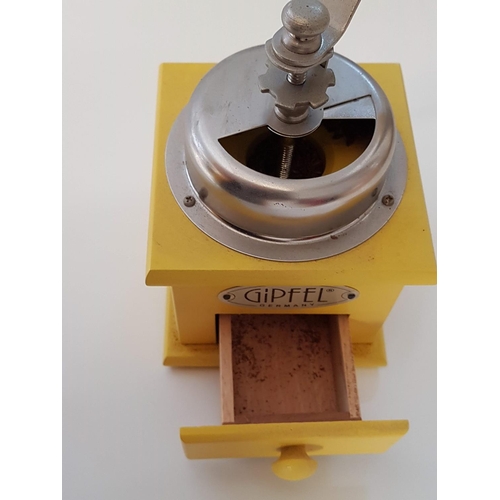 42 - Vintage Style 'Gipfel' Coffee Grinder, Made in Germany (Wood / Metal, Yellow Colour)