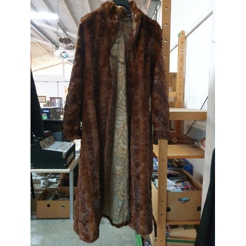 70 - Stylish Long Fur Coat, Hand Made from Multiple Pieces of Mink with Pocket on Left-Hand Side (No Lini... 