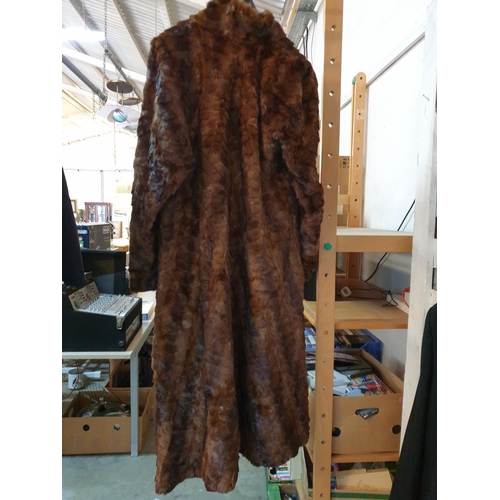 70 - Stylish Long Fur Coat, Hand Made from Multiple Pieces of Mink with Pocket on Left-Hand Side (No Lini... 