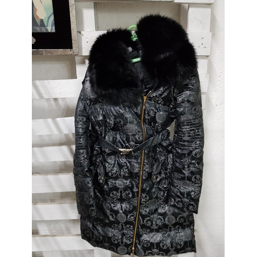 84 - Versace Collection of Long Fur Collar Jacket with Belt 