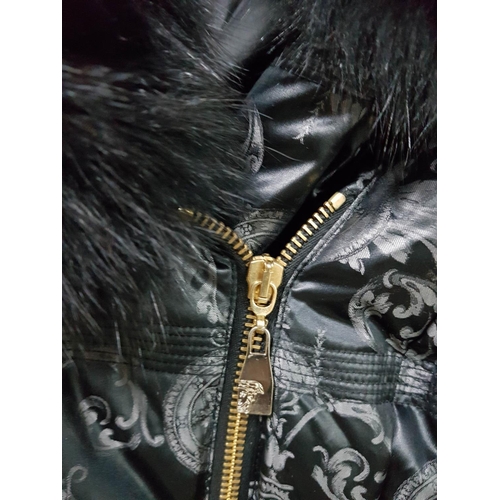 84 - Versace Collection of Long Fur Collar Jacket with Belt 