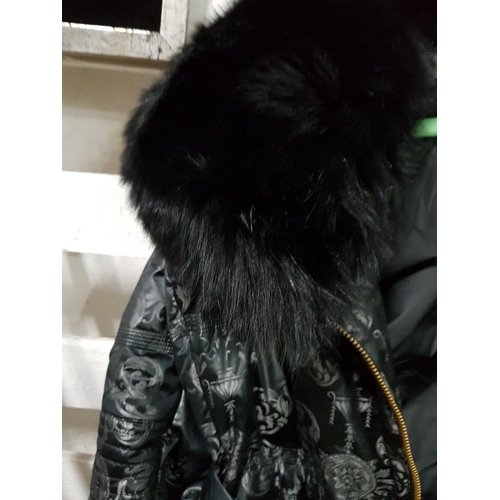 84 - Versace Collection of Long Fur Collar Jacket with Belt 