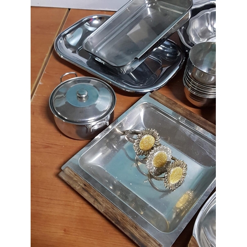 85 - Stainless Steel Tableware Large Assorted Collection of Various Trays, Bowl, Dishes etc