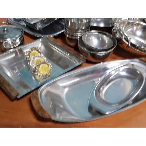 85 - Stainless Steel Tableware Large Assorted Collection of Various Trays, Bowl, Dishes etc