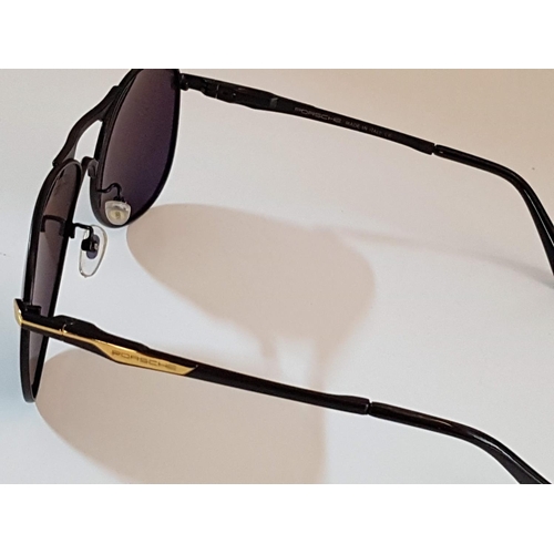 86 - Porsche 8722 Black & Gold  Sunglasses