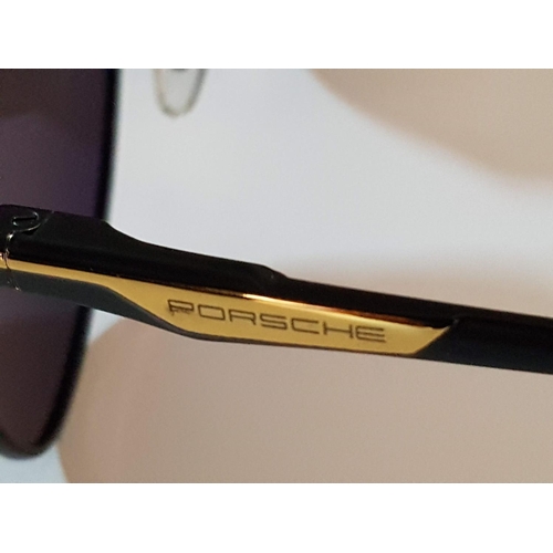 86 - Porsche 8722 Black & Gold  Sunglasses