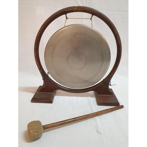 89 - Table Gong (Wood / White Metal), (Ø26cm x H:28cm)