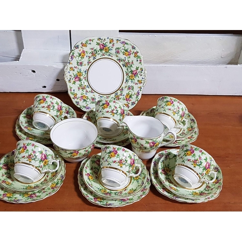 92 - Colcough Bone China Floral Pattern Tea Set; 1 x Square Cake / Sandwich Platter, 1 x Sugar Bowl, 1 x ... 