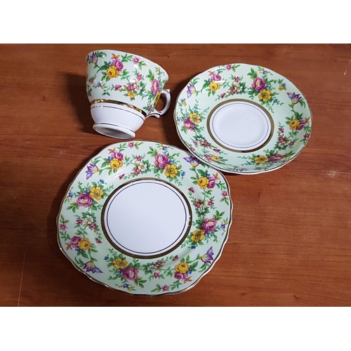 92 - Colcough Bone China Floral Pattern Tea Set; 1 x Square Cake / Sandwich Platter, 1 x Sugar Bowl, 1 x ... 