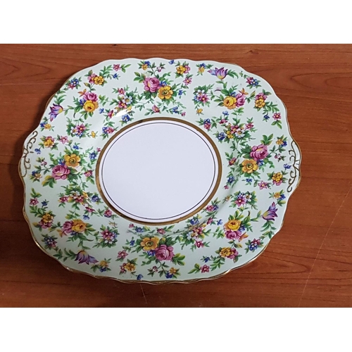 92 - Colcough Bone China Floral Pattern Tea Set; 1 x Square Cake / Sandwich Platter, 1 x Sugar Bowl, 1 x ... 