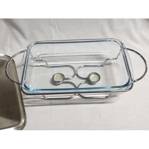 95 - Food Warmer with Glass Dish (Glass Dish / Dish Washer Safe / Microwave Safe), (Approx. Glass Dish 23... 