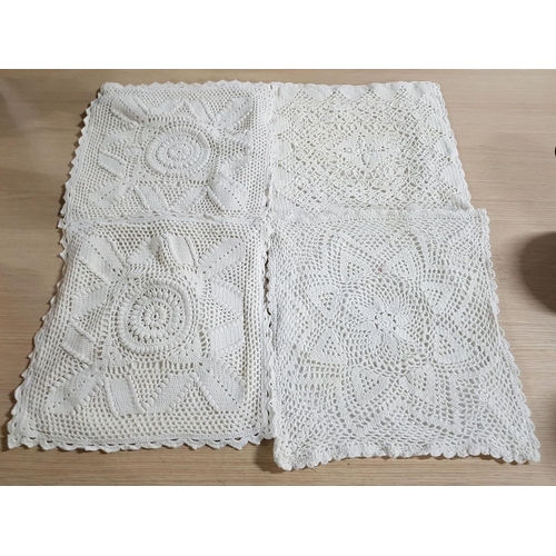 144 - Rural Traditional Cotton Hand Made Tablecloth (Large Rectangular, Small Round) and 4 x Pillow Covers... 