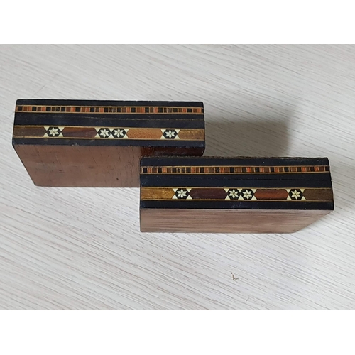 256 - Middle Eastern Inlay Jewellery Boxes (13.5cm x 10cm x 4cm each), (2)