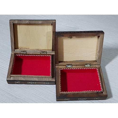 256 - Middle Eastern Inlay Jewellery Boxes (13.5cm x 10cm x 4cm each), (2)