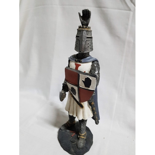 187 - Knight Templars (Red Cross) x 2 Decorative Sculpture Together with Mini Model Of Armor Stand - Helme... 