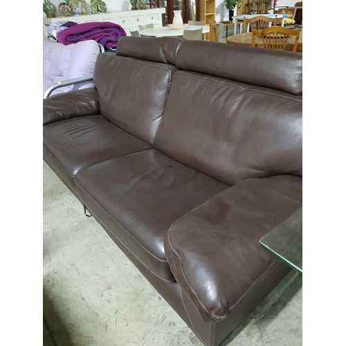 190 - Roche Bobois (Paris) Chocolate Brown Leather Sofa Bed