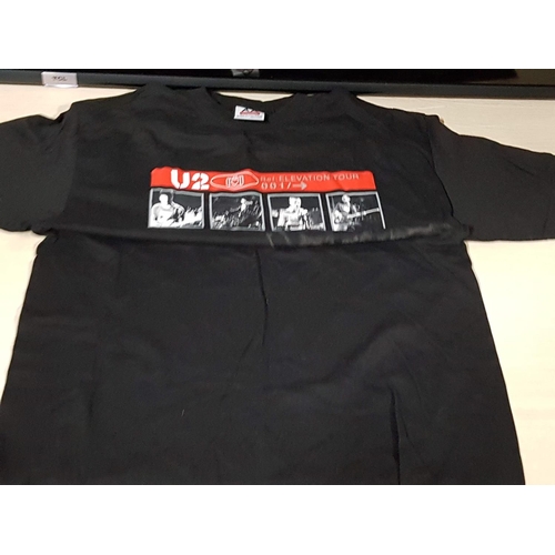 193 - Vintage U2 Elevation Tour T-Shirt (Adult Size L) Together with Black T-Shirt U2 (Adult Size L) 2001 ... 