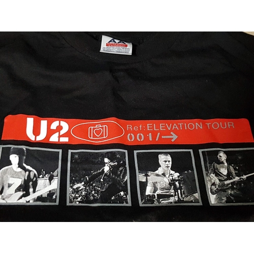 193 - Vintage U2 Elevation Tour T-Shirt (Adult Size L) Together with Black T-Shirt U2 (Adult Size L) 2001 ... 