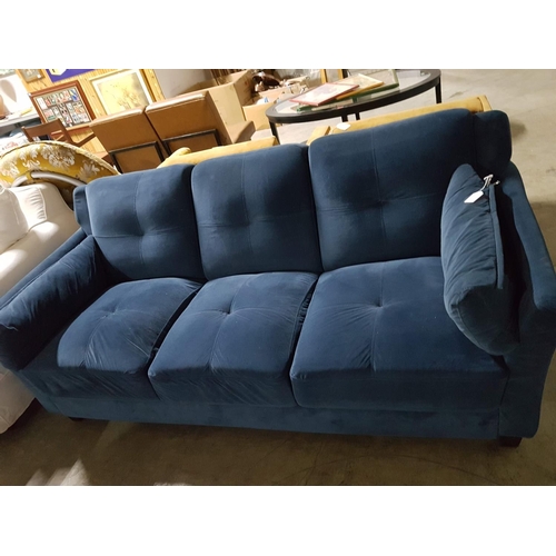 385 - Blue Fabric 3-Seater Sofa