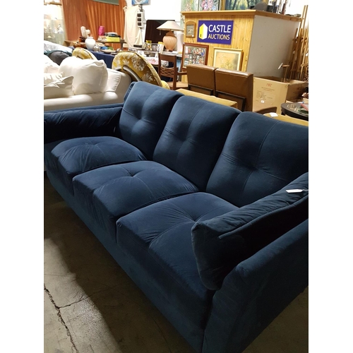 385 - Blue Fabric 3-Seater Sofa