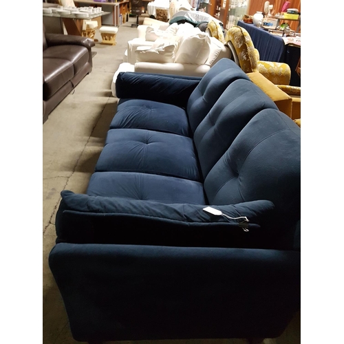 385 - Blue Fabric 3-Seater Sofa