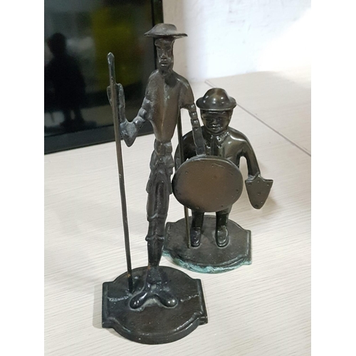 185 - Metal Art - Don (H:24.5cm) and Sancho Panza (H:18.5cm) Metal Sculptures (2)