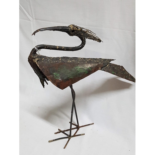 387 - Metal Art / Hand Made Metal Sculptures of 2 x Birds (H:14.5cm and H:38cm), (A/F)