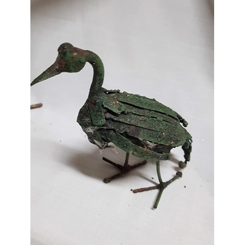 387 - Metal Art / Hand Made Metal Sculptures of 2 x Birds (H:14.5cm and H:38cm), (A/F)