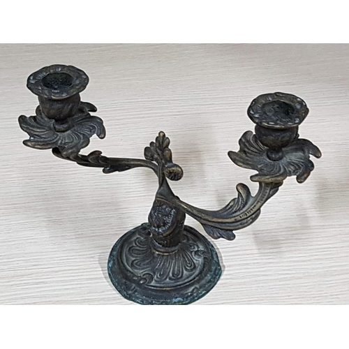 64 - Vintage Style Heavy Metal 2-Arms Candle Holders (Approx. 18 x 22cm)