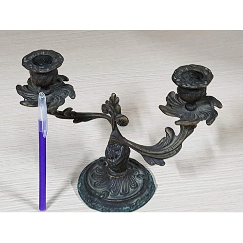 64 - Vintage Style Heavy Metal 2-Arms Candle Holders (Approx. 18 x 22cm)