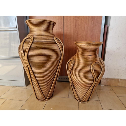 72 - Set of 2 x Graduating Decorative Bamboo Vases, (Approx. H: 71cm and 54cm), (2)