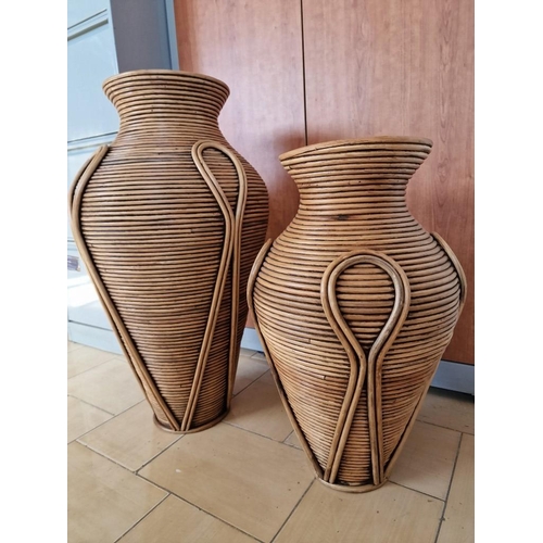 72 - Set of 2 x Graduating Decorative Bamboo Vases, (Approx. H: 71cm and 54cm), (2)