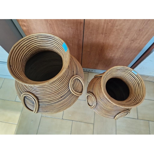 72 - Set of 2 x Graduating Decorative Bamboo Vases, (Approx. H: 71cm and 54cm), (2)